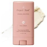Project Reef SPF50 compact stick sur la peau, pratique pour retouches rapides.