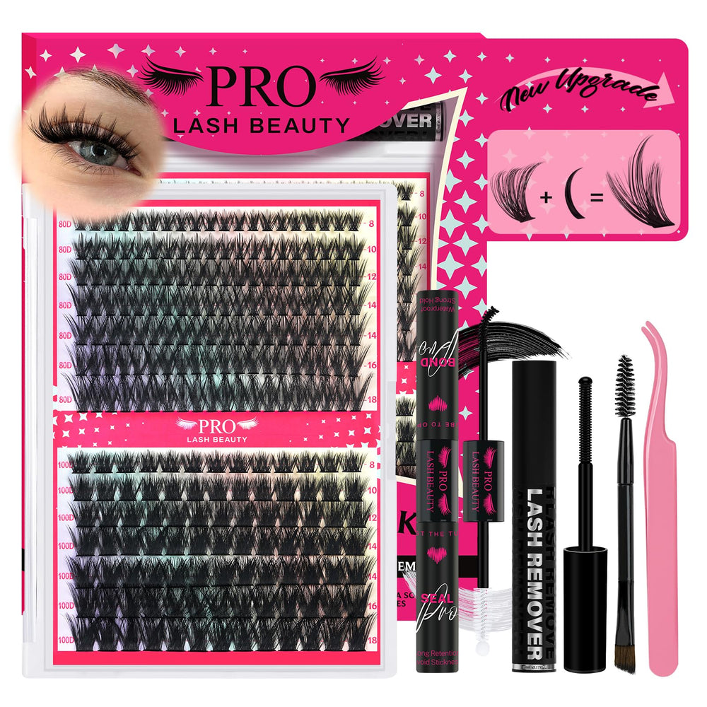 PRO LASHBEAUTY clusters cils à pointes 80D-100D pour un regard audacieux