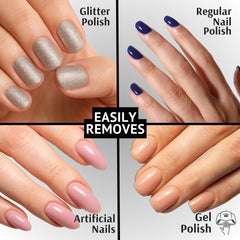 Pronto gel polish remover being used on nails for efficient removal