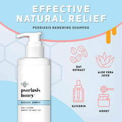 PSORIASIS HONEY Renewing Shampoo, application mains, massage apaisant et hydratant.