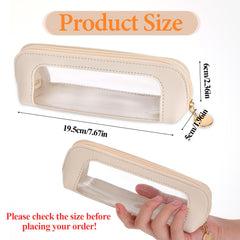 Psyqtsuary etui cosmetiques transparent zip beige utilisation pratique