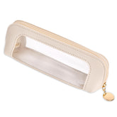 Psyqtsuary trousse maquillage transparente beige 20 cm vue d ensemble