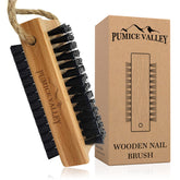 Brosse Pumice Valley pour ongles double-face, bois hêtre et poils charbon nylon, nettoyage efficace