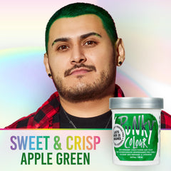 Punky couleur vert-pomme, application facile et homogène avec pinceau.