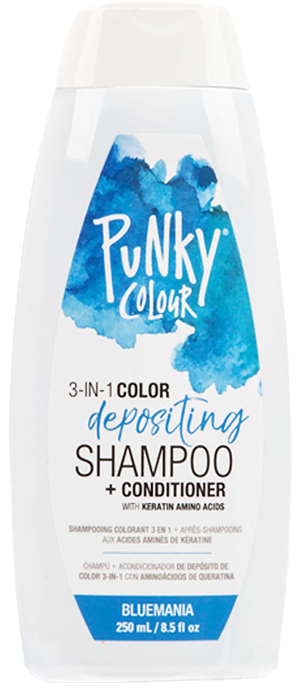 Punky Colour Bluemania bottle pour for quick, even color refresh on hair.