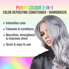 Punky Diamondista: application couleur-cheveux pour une teinte légère lors du lavage.