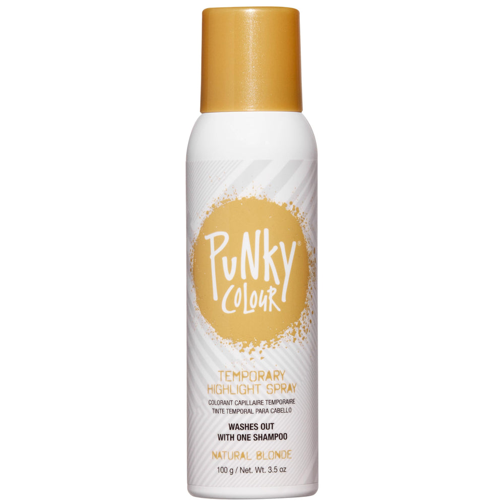 Punky Spray colorant cheveux blond naturel, application rapide sans décoloration.
