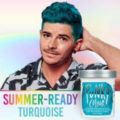 Punky Turquoise — Cheveux après coloration avec une couleur vive et durable.