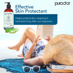 Soin cheveux et cuir chevelu avec PURA D'OR Aloe Vera Bio Lavande, cheveux plus doux.