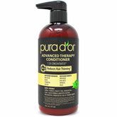 PURA D'OR Advanced Therapy Conditioner: bouteille affichant l'emballage et l'hydratation potentielle.