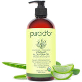 PURA D'OR Aloe Vera Gel bottle with lemongrass for deep hydration (non-greasy)