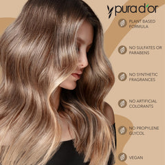 PURA D'OR Shampoo – gros plan huile d'arbre à thé et huile d'argane.
