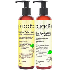 PURA D'OR Shampoing Biotin Original Gold: bouteille élégante prête à renforcer les cheveux.
