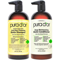 PURA D’OR Shampooing Ligne Or – bouteille, cheveux plus forts et volumineux.