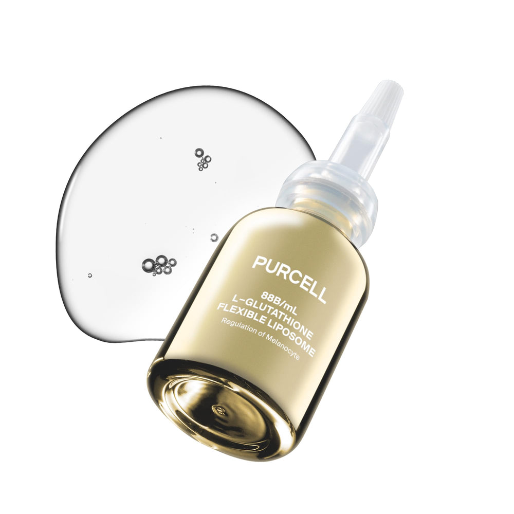 PurCELL Glutathion 5% en liposomes, bouteille élégante, teint éclatant.