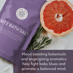Pure Body Naturals sels bain siège postpartum, usage quotidien pour soutien et confort.
