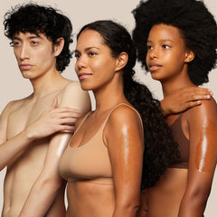 Pure Body Naturals Sweet Almond Oil applied to face for softness.