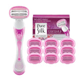 Poignée Pure Silk Contour 6, prise en main sûre pour un rasage précis et confortable.