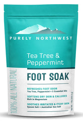 Purely Northwest Tea Tree Foot Soak bottle pour for easy, mess-free use.