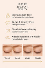 Purely Radiant Sérum – application sur cils: soin quotidien sans irritations.