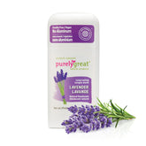 Bâton de déodorant Purelygreat lavande, emballage pratique pour le voyage.