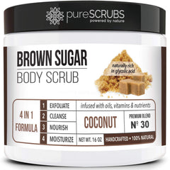 PureSCRUBS Gommage coco sucre brun dans le pot, douceur immédiate pour la peau