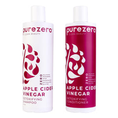 Purezero bouteille-shampoing-vinaigre-pomme, équilibre le cuir chevelu et revitalise les cheveux.