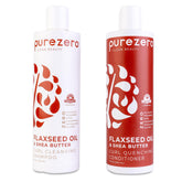 Shampoing Purezero à l'huile de lin dans une bouteille, hydratation légère pour boucles.