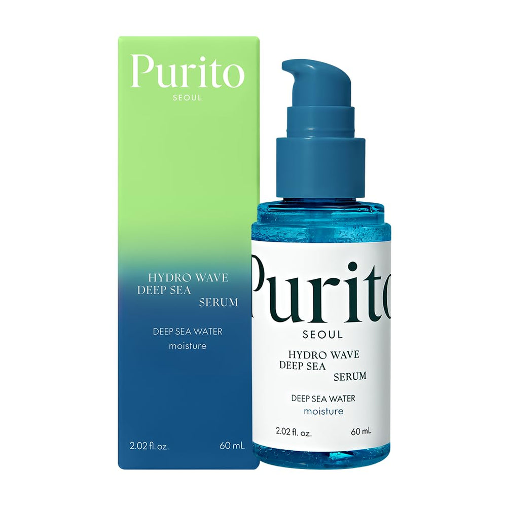 PURITO Deep Sea Serum : bouteille pompe prête à l'emploi pour hydratation légère.