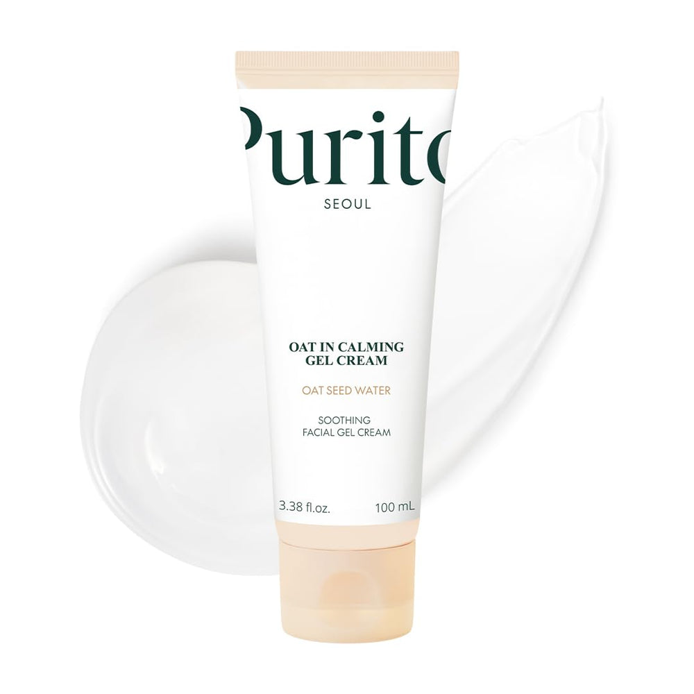 Purito Gel-Crème Calmante à l’avoine — bouteille légère apaise la peau.