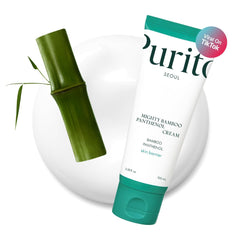 PURITO Panthenol 10% Post-Acné Cream — bouteille illustrant l'hydratation ciblée après acné