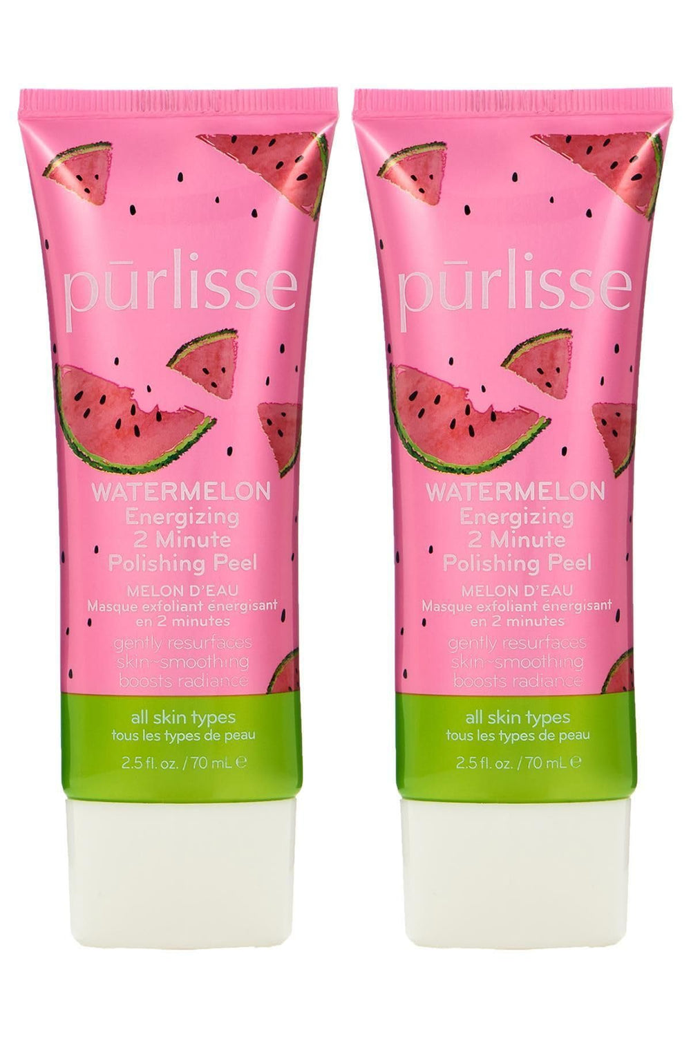 Pūrlisse Watermelon Energizing 2 Minute Polishing Peel — bouteille lumineuse, teint frais et lissé