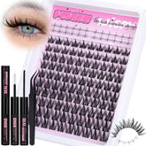 PVDKIW Manga Lash Clusters avec cils inférieurs pour un regard naturel et multidimensionnel.