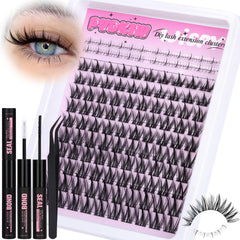 PVDKIW Manga Lash Clusters avec cils inférieurs pour un regard naturel et multidimensionnel.