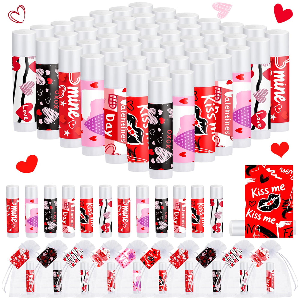 QAUYETM ensemble de 50 baumes levres avec designs valentins