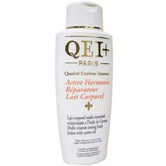 Qei+ Paris Active Harmonie, flacon lotion tonifiante pour le corps, huile de carotte nourrissante.