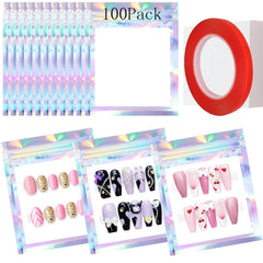Sachets holographiques Qenk pour un rangement élégant des ongles