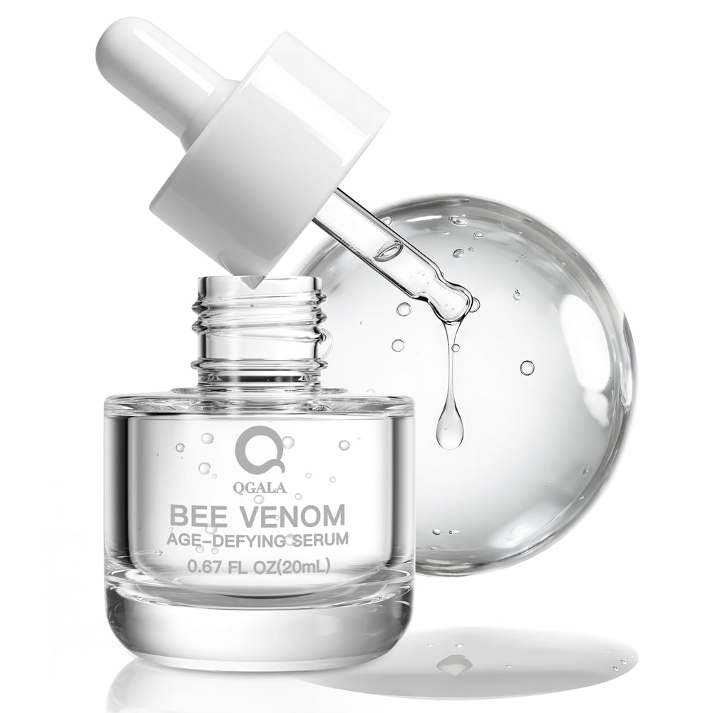 Sérum Venin d'Abeille Qgala dans sa bouteille, hydratation et douceur cutanée.
