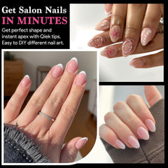 QIEK ongles faux amande, bord fin pour look naturel.