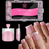 Ongles d'orteil QIEK carré bébé rose prêts à poser pour un style estival.