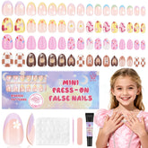 Ongles presse pour enfants QIEK – ensemble quatre ensembles colorés avec motifs floraux