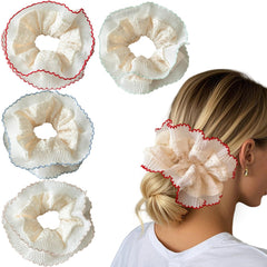 Chouchou Qigfucm dentelle volumineuse crème pour coiffure élégante.