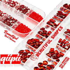 Qiipii cristaux rouges pour ongles ronds, idéal pour des accents scintillants