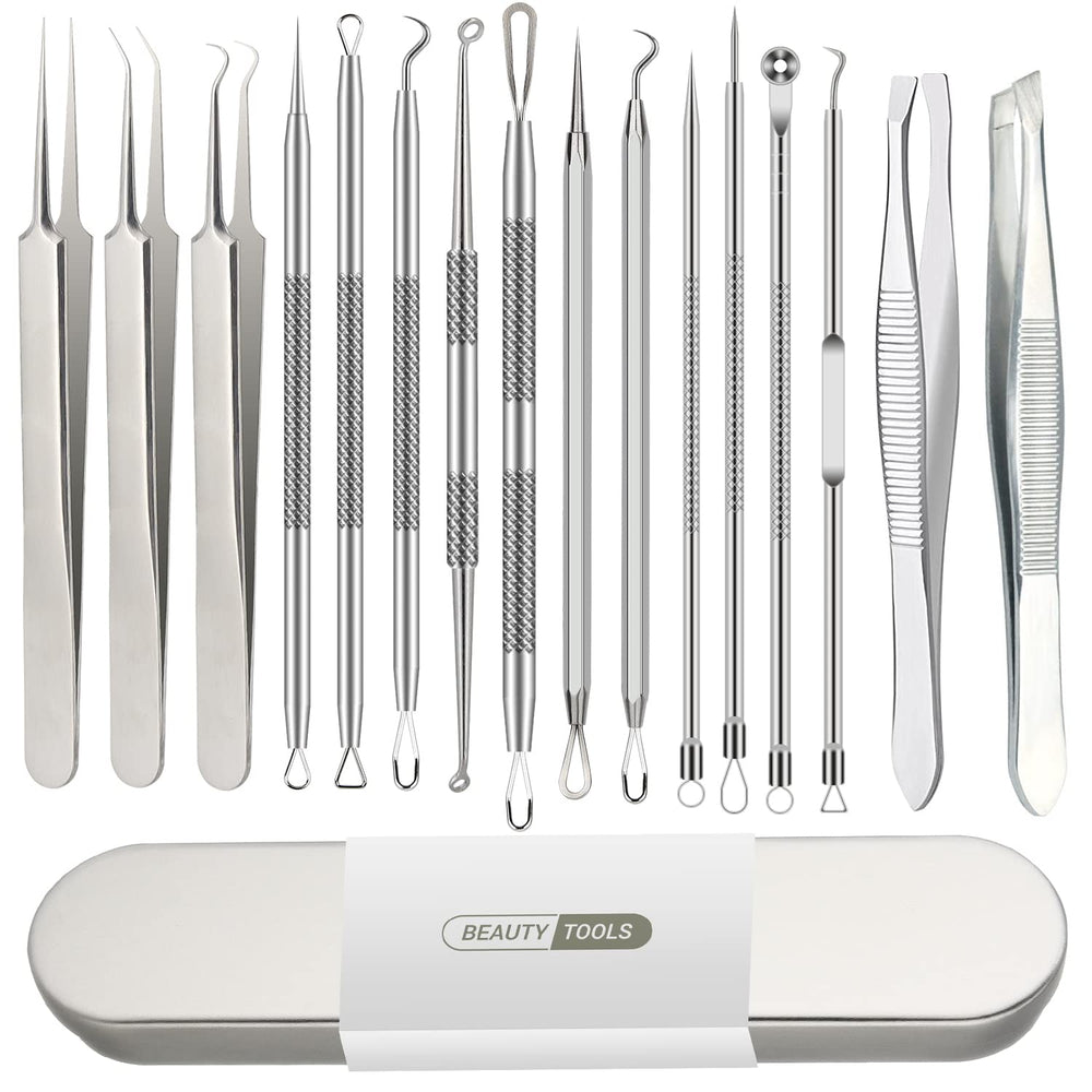 Qimouwp kit 16 pièces – ensemble-outils-extraction-acné pour précision visage.