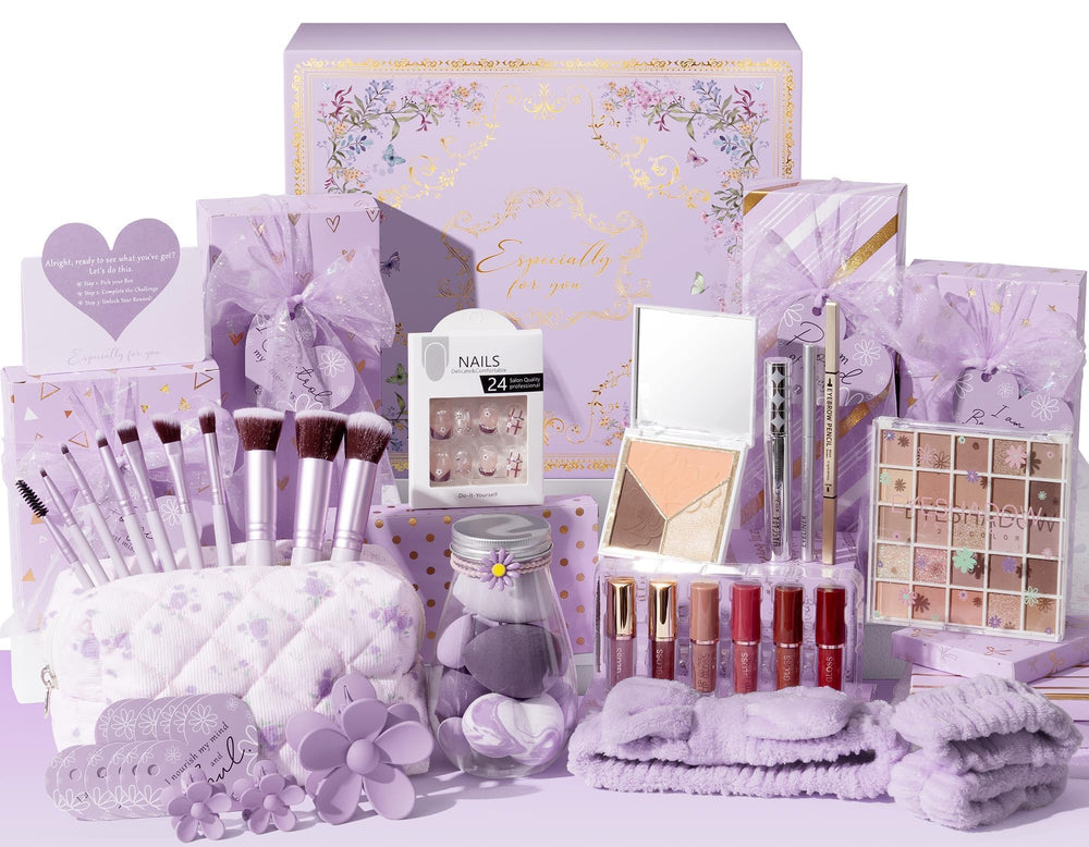Coffret Qinline avec 10 cadeaux emballés, parfait pour un anniversaire.
