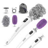 Brosse Qinvone électrique pour le corps avec poignee longue facilitant l’accès au dos.