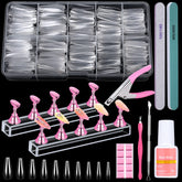 Qinzave embouts d'Ongles forme cercueil transparents, pour creer des ongles professionnels à domicile.