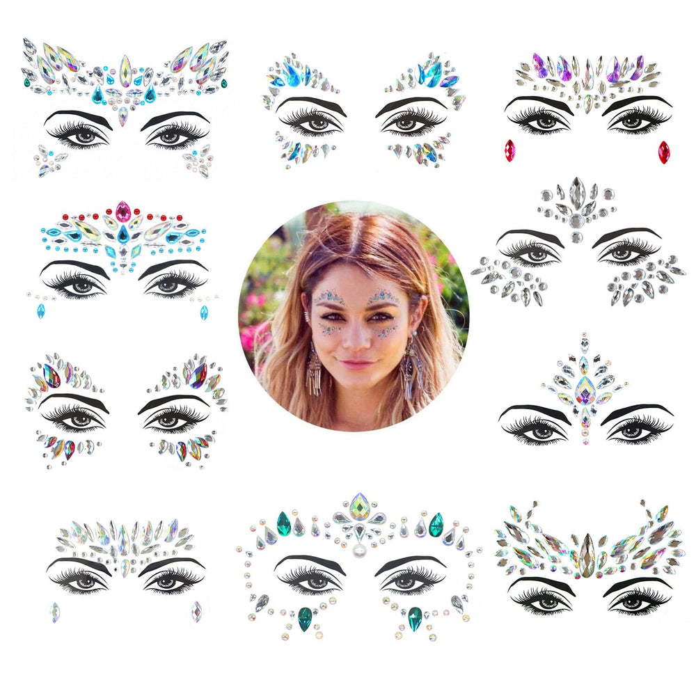 Qiseven bijoux visage sirene autour des yeux, éclat festif et tenue longue durée.