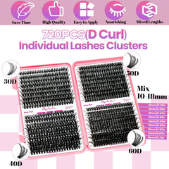 Qiveaory clusters cils 10-18mm-30d-40d-50d-60d: variations de longueurs pour looks variés et naturels