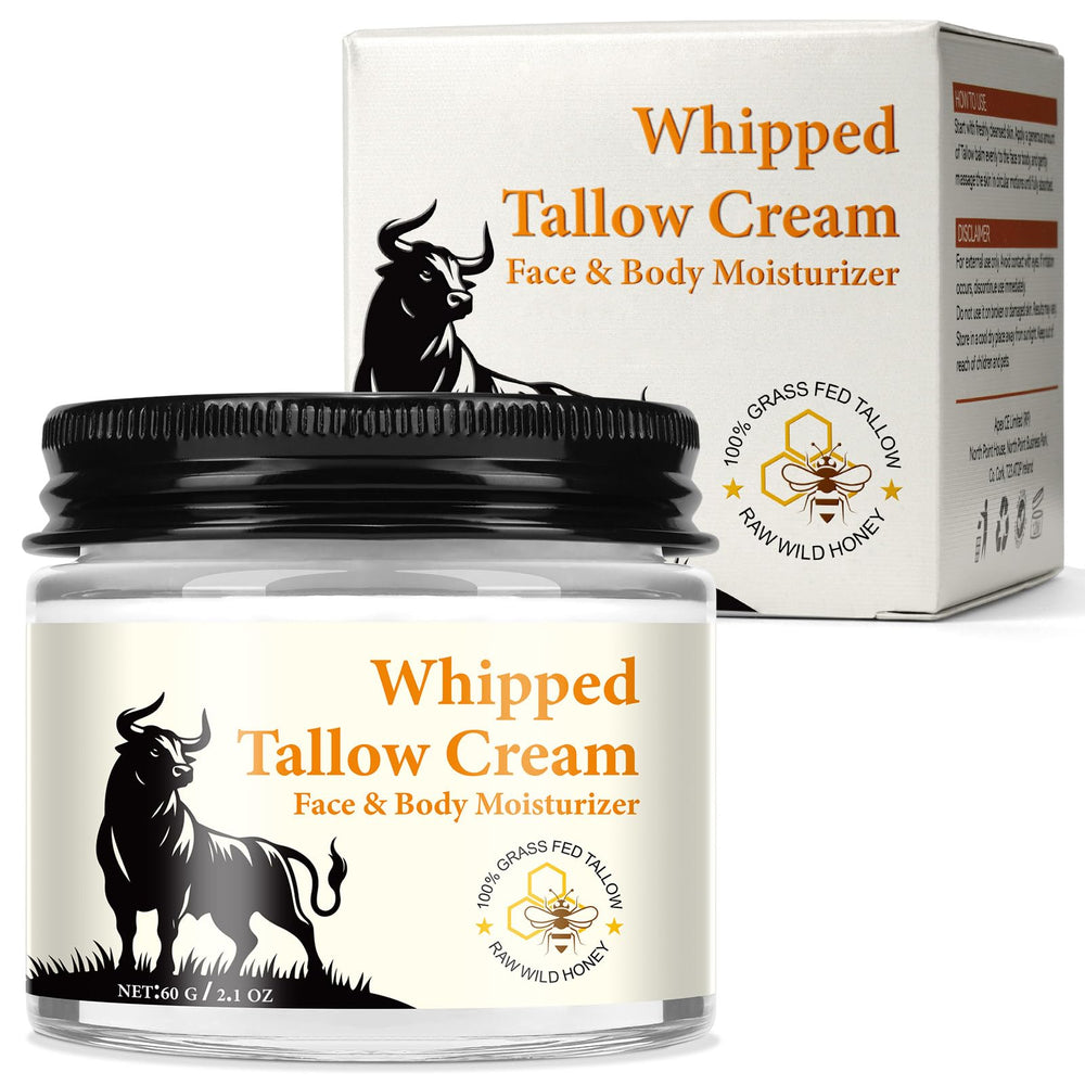 QJCWXIAOX crème graisse de boeuf et miel en bouteille, soin nourrissant pour la peau.